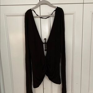 Brown Long Sleeve Top open back very sexy